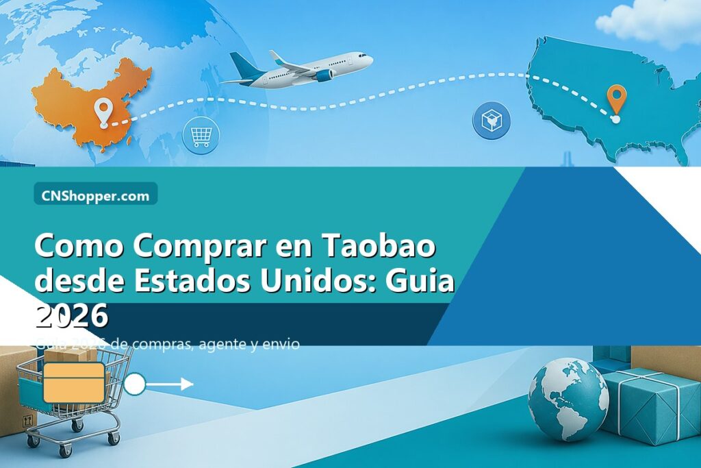 Portada estilo CNShopper.com para comprar en Taobao desde Estados Unidos en 2026