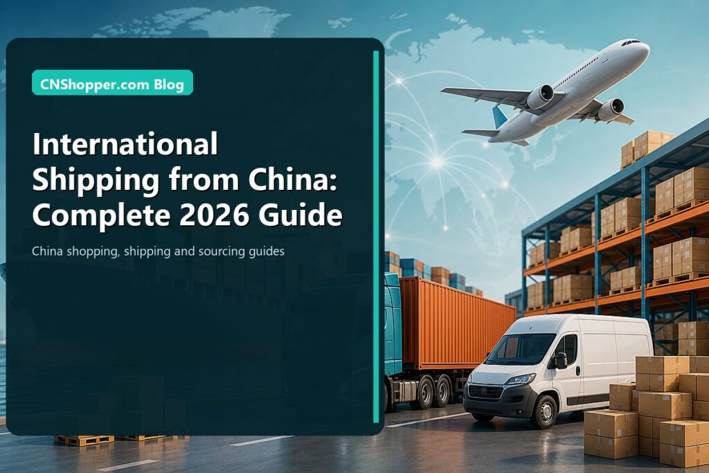 CNShopper.com international shipping from China guide cover with air sea and courier logistics