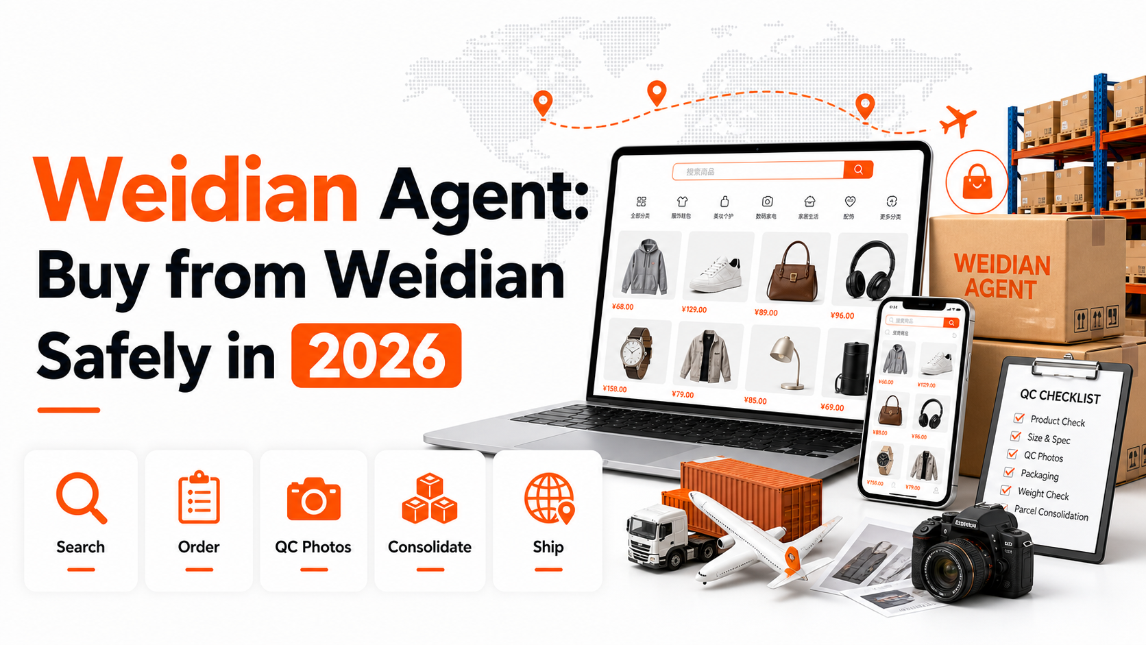Weidian agent buying workflow with QC photos consolidation and international shipping