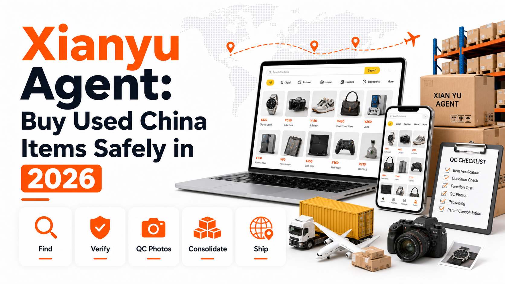 Xianyu agent workflow for used China items condition checks QC photos consolidation and shipping