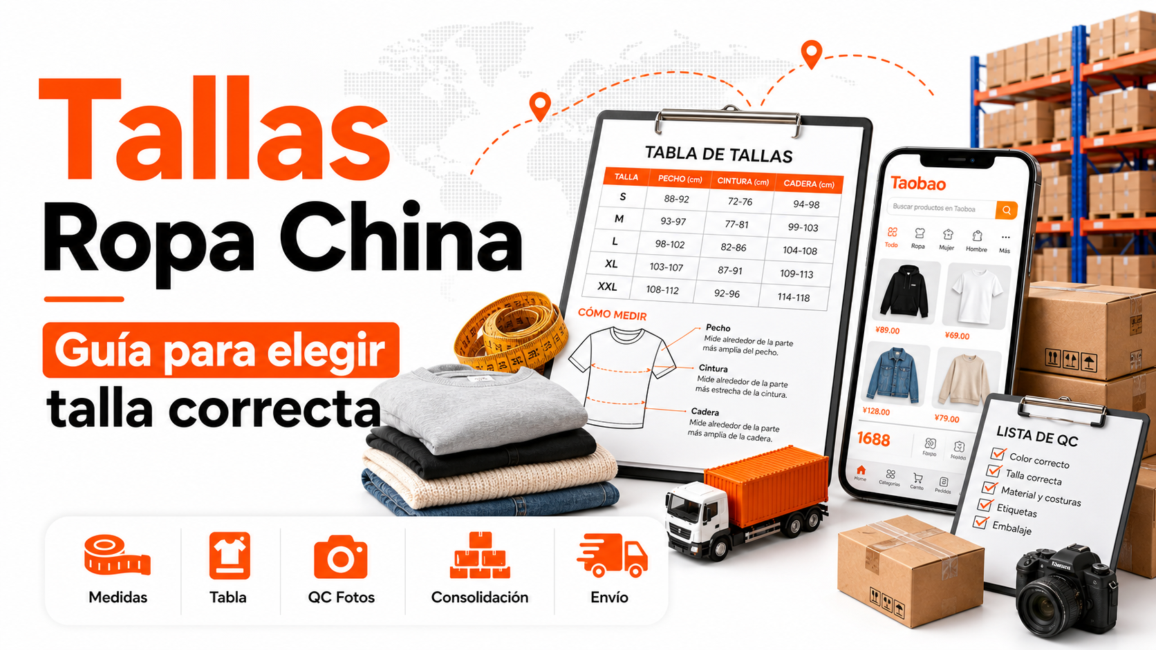 Tallas ropa china guia para elegir talla correcta con tabla de medidas QC fotos consolidacion y envio